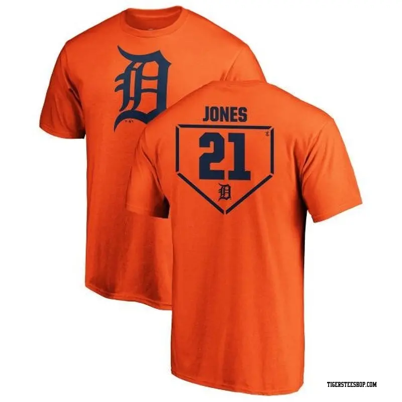 Men's Detroit Tigers ＃21 JaCoby Jones Orange Branded RBI T-Shirt - Tigers  Store